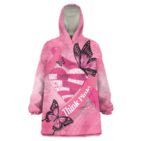 Polynesia Breast Cancer Awareness Month Wearable Blanket Hoodie Pink Ribbon Mix Butterflies