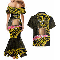 Personalised Tokelau Tokehega Day Couples Matching Mermaid Dress and Hawaiian Shirt Tokelauan Tatau Black Color - Polynesian Pride