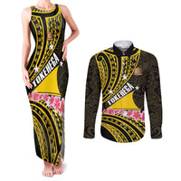 Personalised Tokelau Tokehega Day Couples Matching Tank Maxi Dress and Long Sleeve Button Shirt Tokelauan Tatau Black Color - Polynesian Pride