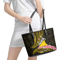 Personalised Tokelau Tokehega Day Leather Tote Bag Tokelauan Tatau Black Color - Polynesian Pride