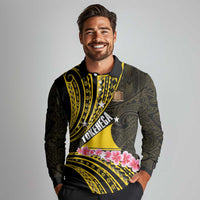 Personalised Tokelau Tokehega Day Long Sleeve Polo Shirt Tokelauan Tatau Black Color LT14 - Polynesian Pride