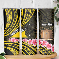 Personalised Tokelau Tokehega Day Skinny Tumbler Tokelauan Tatau Black Color - Polynesian Pride