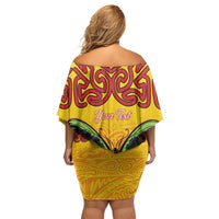 Personalised Tufi Tapa and Tattoo Festival Family Matching Off Shoulder Short Dress and Hawaiian Shirt PNG Oro Butterfly Tapa Pattern - Polynesian Pride