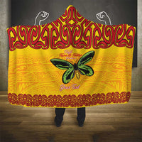 Personalised Tufi Tapa and Tattoo Festival Hooded Blanket PNG Oro Butterfly Tapa Pattern - Polynesian Pride