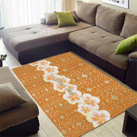 Personalised Tufi Tapa and Tattoo Festival Area Rug Oro Tapa Cloth With Plumeria - Polynesian Pride