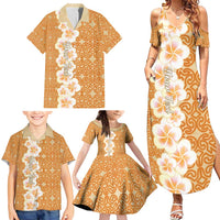 Personalised Tufi Tapa and Tattoo Festival Family Matching Summer Maxi Dress and Hawaiian Shirt Oro Tapa Cloth With Plumeria - Polynesian Pride