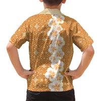 Personalised Tufi Tapa and Tattoo Festival Kid Hawaiian Shirt Oro Tapa Cloth With Plumeria LT14 - Polynesian Pride