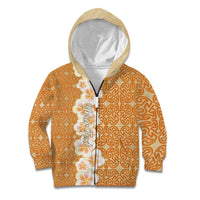 Personalised Tufi Tapa and Tattoo Festival Kid Hoodie Oro Tapa Cloth With Plumeria - Polynesian Pride