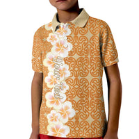 Personalised Tufi Tapa and Tattoo Festival Kid Polo Shirt Oro Tapa Cloth With Plumeria - Polynesian Pride