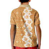 Personalised Tufi Tapa and Tattoo Festival Kid Polo Shirt Oro Tapa Cloth With Plumeria - Polynesian Pride