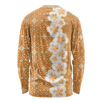 Personalised Tufi Tapa and Tattoo Festival Long Sleeve Shirt Oro Tapa Cloth With Plumeria LT14 - Polynesian Pride