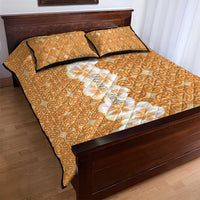 Personalised Tufi Tapa and Tattoo Festival Quilt Bed Set Oro Tapa Cloth With Plumeria - Polynesian Pride
