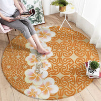Personalised Tufi Tapa and Tattoo Festival Round Carpet Oro Tapa Cloth With Plumeria - Polynesian Pride