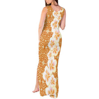 Personalised Tufi Tapa and Tattoo Festival Tank Maxi Dress Oro Tapa Cloth With Plumeria - Polynesian Pride