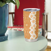 Personalised Tufi Tapa and Tattoo Festival Tumbler Cup Oro Tapa Cloth With Plumeria - Polynesian Pride