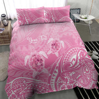 Personalised Polynesia Breast Cancer Awareness Bedding Set No One Fights Alone Turtle Ribbon - Pink Version