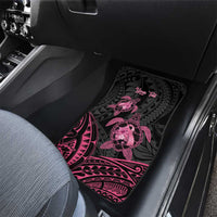 Personalised Polynesia Breast Cancer Awareness Car Mats No One Fights Alone Turtle Ribbon - Black Version