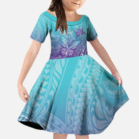 Polynesia Suicide Prevention Month Family Matching Long Sleeve Bodycon Dress and Hawaiian Shirt Butterfly Purple And Teal Ribbon Tomorrow Needs You LT14 Daughter's Dress Teal - Polynesian Pride