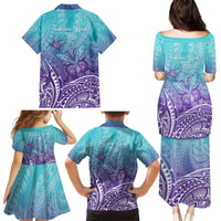 Polynesia Suicide Prevention Month Family Matching Puletasi and Hawaiian Shirt Butterfly Purple And Teal Ribbon Tomorrow Needs You LT14 - Polynesian Pride