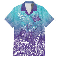 Polynesia Suicide Prevention Month Family Matching Tank Maxi Dress and Hawaiian Shirt Butterfly Purple And Teal Ribbon Tomorrow Needs You