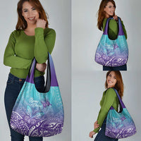 Polynesia Suicide Prevention Month Grocery Bag Butterfly Purple And Teal Ribbon Tomorrow Needs You