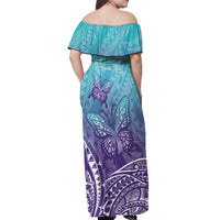 Polynesia Suicide Prevention Month Off Shoulder Maxi Dress Butterfly Purple And Teal Ribbon Tomorrow Needs You