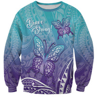 Polynesia Suicide Prevention Month Sweatshirt Butterfly Purple And Teal Ribbon Tomorrow Needs You