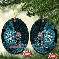 Personalised New Zealand Darts Christmas Ceramic Ornament Maori Fern Merry Dartsmas - Polynesian Pride
