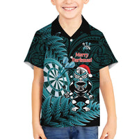 Personalised New Zealand Darts Christmas Family Matching Summer Maxi Dress and Hawaiian Shirt Maori Fern Merry Dartsmas - Polynesian Pride