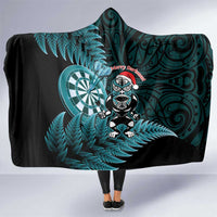 New Zealand Darts Christmas Hooded Blanket Maori Fern Merry Dartsmas - Polynesian Pride