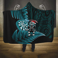 New Zealand Darts Christmas Hooded Blanket Maori Fern Merry Dartsmas - Polynesian Pride