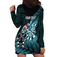 Personalised New Zealand Darts Christmas Hoodie Dress Maori Fern Merry Dartsmas - Polynesian Pride