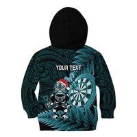 Personalised New Zealand Darts Christmas Kid Hoodie Maori Fern Merry Dartsmas - Polynesian Pride