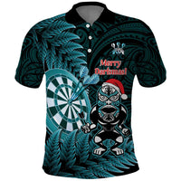 Personalised New Zealand Darts Christmas Polo Shirt Maori Fern Merry Dartsmas - Polynesian Pride