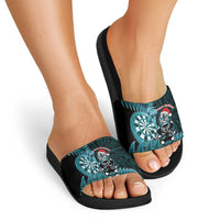 New Zealand Darts Christmas Slide Sandals Maori Fern Merry Dartsmas - Polynesian Pride
