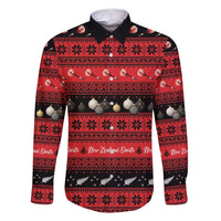 New Zealand Darts Christmas Family Matching Off Shoulder Maxi Dress and Hawaiian Shirt Merry Xmas Aotearoa Maori Red LT14 Dad's Shirt - Long Sleeve Red - Polynesian Pride