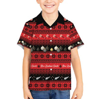 New Zealand Darts Christmas Family Matching Off Shoulder Maxi Dress and Hawaiian Shirt Merry Xmas Aotearoa Maori Red LT14 Son's Shirt Red - Polynesian Pride
