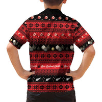 New Zealand Darts Christmas Family Matching Off Shoulder Short Dress and Hawaiian Shirt Merry Xmas Aotearoa Maori Red LT14 - Polynesian Pride