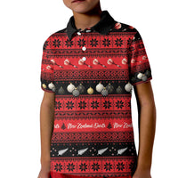 New Zealand Darts Christmas Kid Polo Shirt Merry Xmas Aotearoa Maori Red - Polynesian Pride