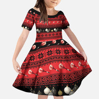 New Zealand Darts Christmas Kid Short Sleeve Dress Merry Xmas Aotearoa Maori Red - Polynesian Pride