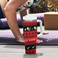 New Zealand Darts Christmas Tumbler With Handle Merry Xmas Aotearoa Maori Red - Polynesian Pride