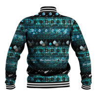 New Zealand Darts Christmas Baseball Jacket Merry Xmas Aotearoa Maori Paua Shell - Polynesian Pride