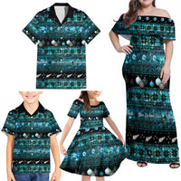 New Zealand Darts Christmas Family Matching Off Shoulder Maxi Dress and Hawaiian Shirt Merry Xmas Aotearoa Maori Paua Shell - Polynesian Pride