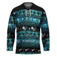 New Zealand Darts Christmas Hockey Jersey Merry Xmas Aotearoa Maori Paua Shell - Polynesian Pride