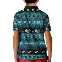 New Zealand Darts Christmas Kid Polo Shirt Merry Xmas Aotearoa Maori Paua Shell - Polynesian Pride