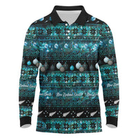 New Zealand Darts Christmas Long Sleeve Polo Shirt Merry Xmas Aotearoa Maori Paua Shell - Polynesian Pride