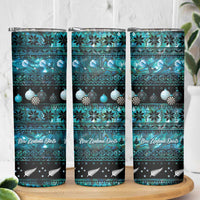 New Zealand Darts Christmas Skinny Tumbler Merry Xmas Aotearoa Maori Paua Shell - Polynesian Pride