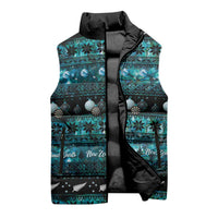 New Zealand Darts Christmas Sleeveless Puffer Jacket Merry Xmas Aotearoa Maori Paua Shell - Polynesian Pride