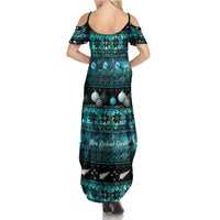 New Zealand Darts Christmas Summer Maxi Dress Merry Xmas Aotearoa Maori Paua Shell - Polynesian Pride