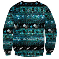 New Zealand Darts Christmas Sweatshirt Merry Xmas Aotearoa Maori Paua Shell - Polynesian Pride